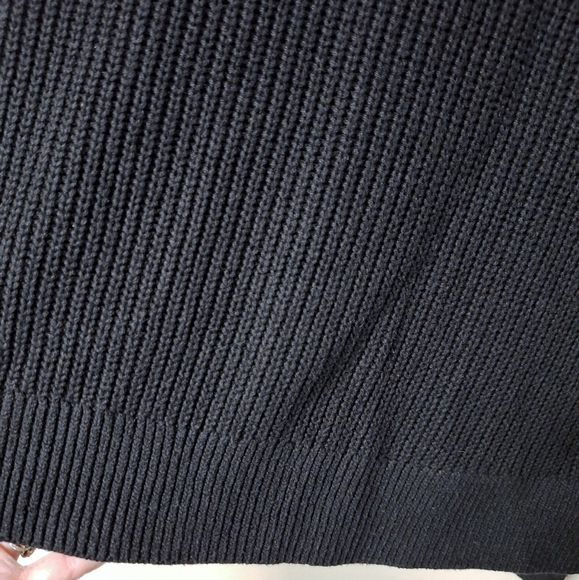 Max Studio Womens Pull Over Ribbed Knit Sweater Zip Cowl Neck Ribbed Cuff Black - Picture 9 of 11